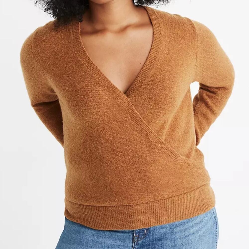 MADEWELL Wrap Front Pullover Sweater in Coziest Yarn in XS